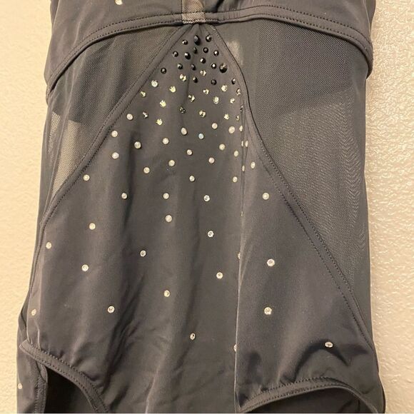 WEISSMAN Ivy Sky Dance Costume black rhineston Crystal Halter Leotard MT10716 SA - Picture 4 of 11